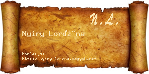 Nyiry Loréna névjegykártya